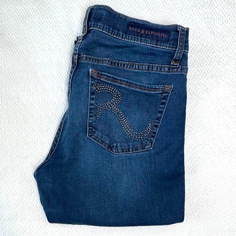ROCK & REPUBLIC Berlin Skinny Mid-rise Jeans, Blue, Women's Size 10 L31